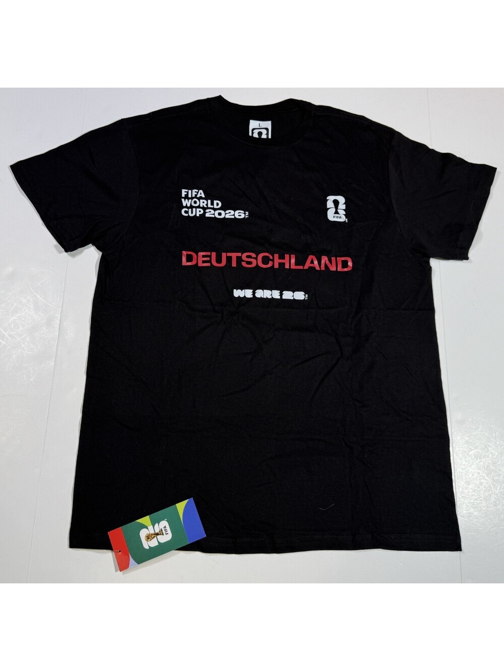 FIFA World Cup 2026 Team Deutschland Black T Shirt Soccer Football Mens L NEW